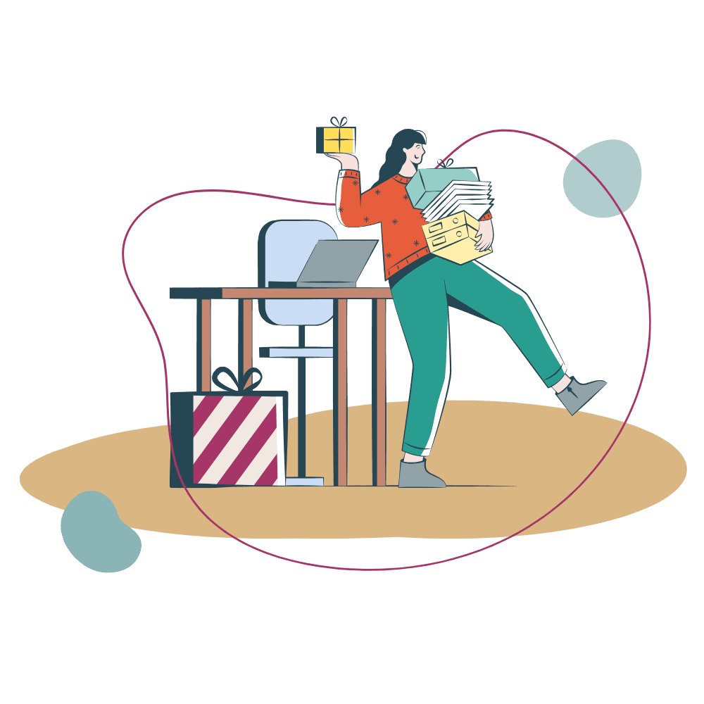 Eine Frau trägt Geschenke