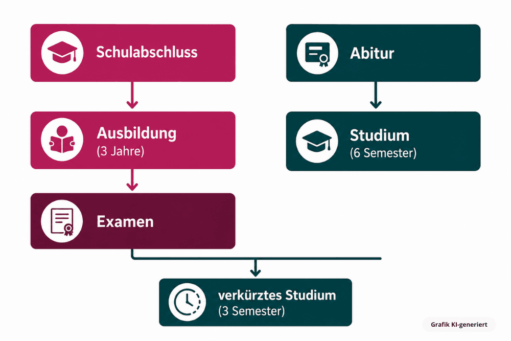 Infografik „Zwei Wege in den Pflegeberuf"