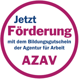AZAV Siegel für Förderung mit dem Bildungsgutschein der Agentur für Arbeit.