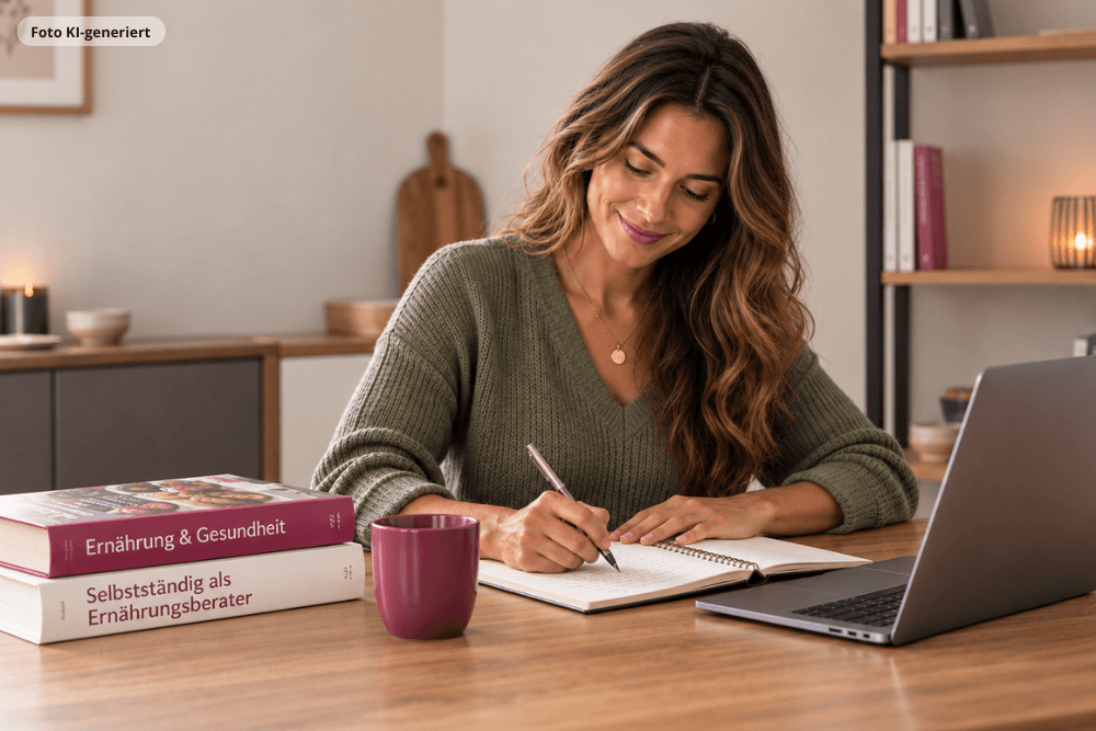 Selbstständiger Ernährungsberater arbeitet am Laptop an seinem Businessplan